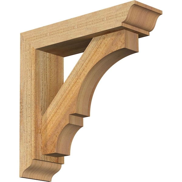 Ekena Millwork Balboa Traditional Rough Sawn Bracket w/ Offset Brace, Western Red Cedar, 4"W x 14"D x 14"H BKT0402X14X14BOA01RWR - main